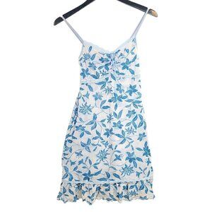 Vintage Eberjey Made in USA Y2K Sheer Blue Floral Mini Cami Dress